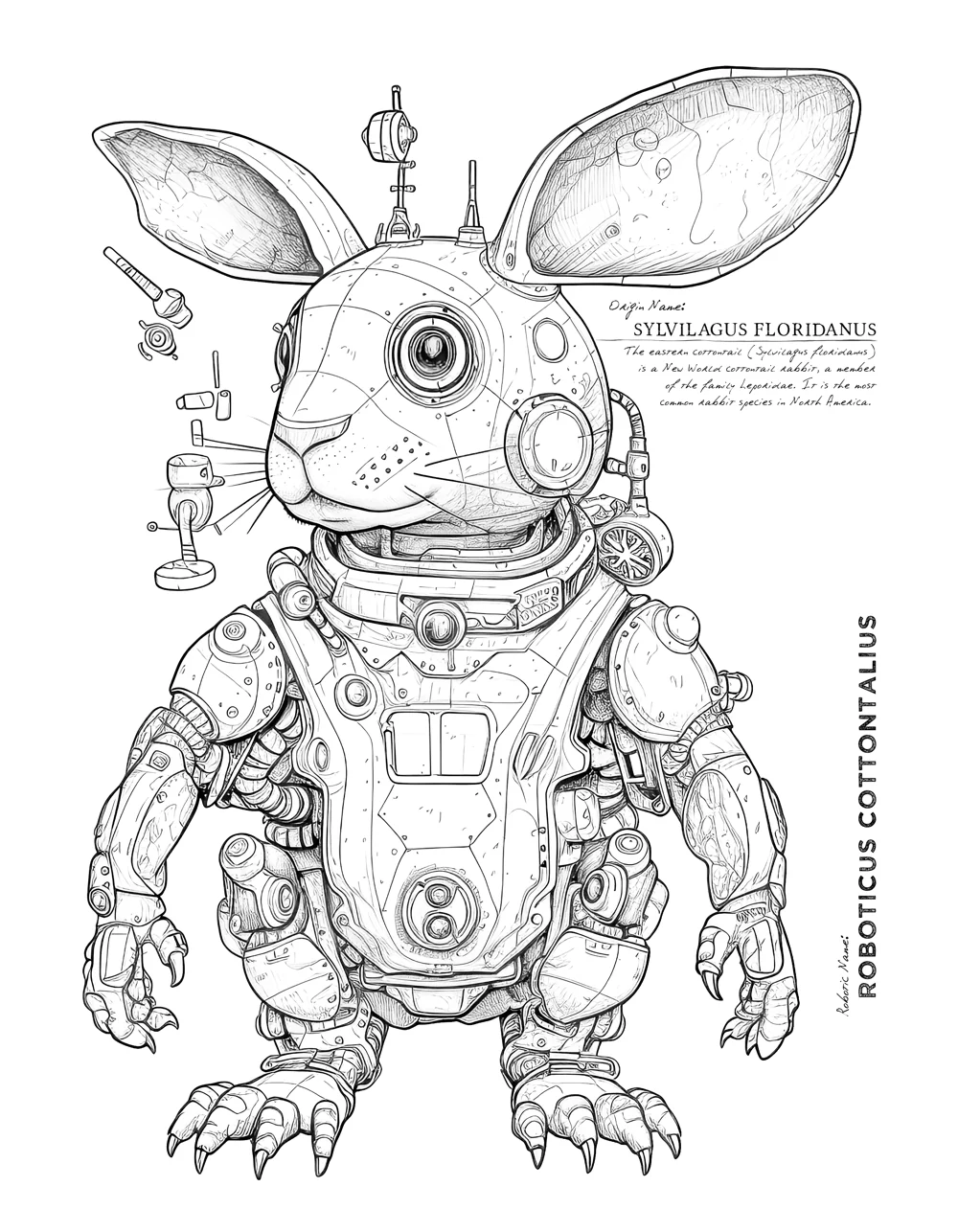 View the original MechaFauna Cottontail coloring page