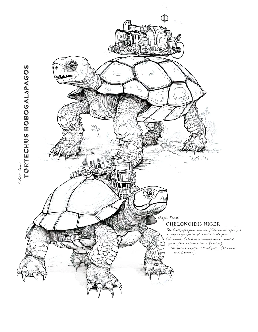 Original Tortoise mechanical animal coloring page